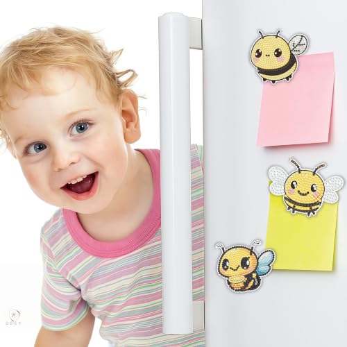 Bulerrylulu 9 Pcs Bee Diamond Painting Magnets Kits Cat Fridge Magnet Stickers Diamond Art Painting Keychains Gem Painting kit for Beginners Adults DIY Art Craft Gifts Home Decors - Image 4