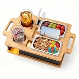 Kezidhp Cuencos Aperitivos, Bandeja - Bandeja de Sofá de Bambú con 2 Cuencos...