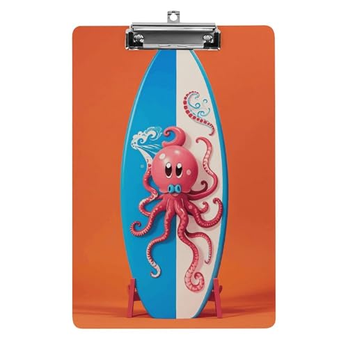 Porte-bloc A4 imprimé pieuvre classique en plastique acrylique résistant