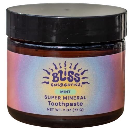 Bliss Energetics Fluoride Free Remineralizing Herbal Toothpaste - Hydroxyapatite Coconut Oil Castor Oil Shilajit and Turmeric - 2oz Mint Essential Oil - Non-Abrasive
