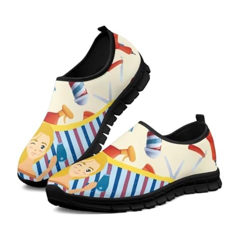 ZERODATE Beauty Printing Stylish Walking Shoes for Women Soft EVA Sole Low Top Casual Sneakers for Halloween Athletic Size 11 Black Sole Cover