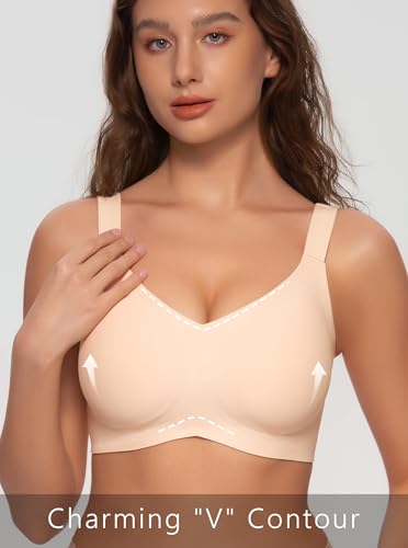 Angelhood V Neck Bra, Seamless Bra for Women, Wireless Bra, Full-Coverage Bra, Comfort Soft Support Bra with Extender2
