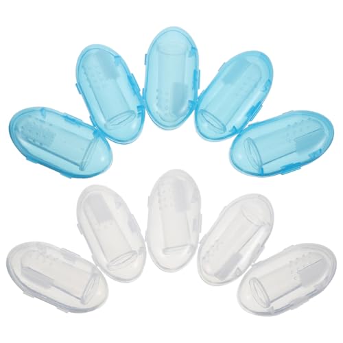VALICLUD 10 Piezas Cepillo de Dedos para Niña de Silicona Suave con Estuche Transparente y Azul Cuidado Oral Seguro para Recién Nacidos y Pequeños Limpieza de Encías y Lengua