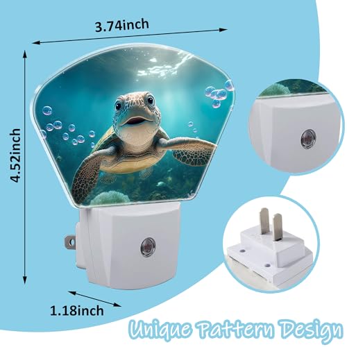 Image of Night Light Green Turtle Plug-in LED Dusk-to-Dawn Sensor Soft Night Lamp,Suitable for Home Bedroom Bathroom Hallway Stairs
