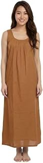 Women's Cotton Sleeveless Maxi Nightgown – Breathable Long Nightdress – Soft Pleated Scoop Neck Loungewear Price In India