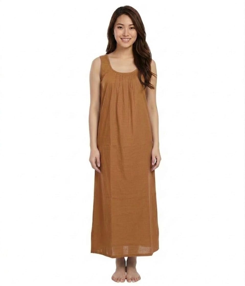 Women's Cotton Sleeveless Maxi Nightgown – Breathable Long Nightdress – Soft Pleated Scoop Neck Loungewear - Review, Price and Buying Guide