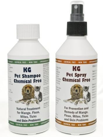 KG Wash & Go No Rinse Pet Shampoo 250ml & Spray 250ml. Rids & Protects from Mange, Fleas, Ticks, Mites & Itchy Skin Problems, Promotes Hair Re-Growth. SLS, Paraben, Pesticide & Chemical Free