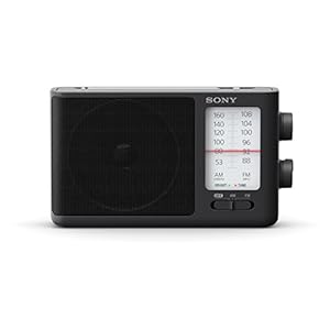 Sony ICF-506 draagbare robuuste analoge radio (retro design, vol geluid, AC-voeding of batterijvoeding, draaggreep) zwart