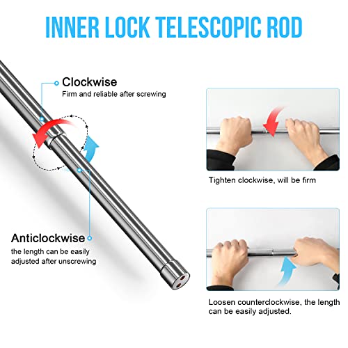 WAENLIR 112cm-210cm Extendable Stainless Steel Wardrobe Rail, Adjustable Clothes Rail Pole With End Sockets.