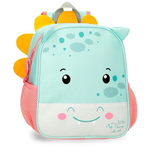 Roll Road Happy Mochila infantil, mochila escolar, feita de poliéster, bolsos laterais, alças largas ajustáveis, alça superior para pendurar, com etiqueta de identificação para o nome., dinossauro