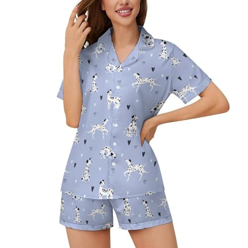 Cute Funny Dogs Pajama Sets 2 Piece Short Sleeve Sleepwear Button Down Loungewear XS-2XL2