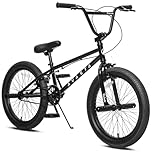 AVASTA 20 Inch Freestyle Youth BMX Bicycle Big Kids Teenager Bike for Age 6 7 8 9 10 11 12 13 14 Years Old Boys Girls Teen Adult and Beginner-Level Rider with 4 Peg, Black