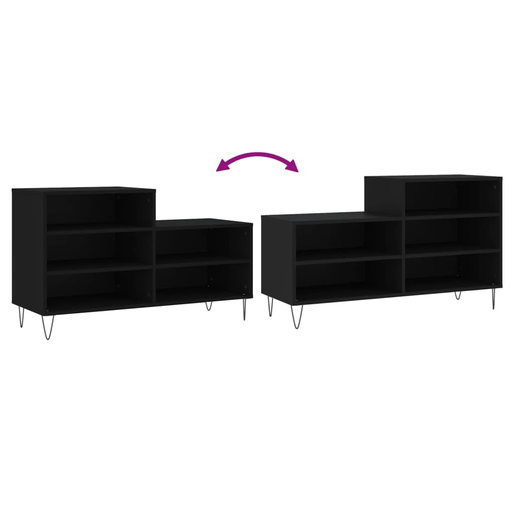 Regał na buty, czarny, 102 x 36 x 60 cm, materiał drewnopochodny z metalowymi nogami, szafka na buty z 5 półkami, organizer do korytarza, sypialni, zamknięte przechowywanie dla porządku