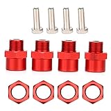 Tbest Adaptateur de moyeu hexagonal pour roue de 12 mm à 17 mm   Pour voiture D4 HSP 94123 1/10 RC (rouge)