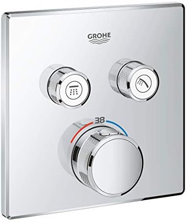 GROHE 29124000 | Grohtherm SmartControl Thermostat Concealed | Square | Chrome, 2 Valves
