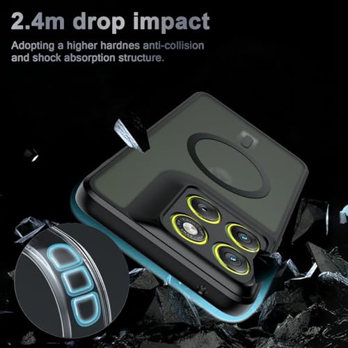 Image of QUIETIP Magnetic Case for Motorola Edge 70 with Screen Protector,[Compatible with MagSafe] Translucent Matte Drop Protection Cover,Black