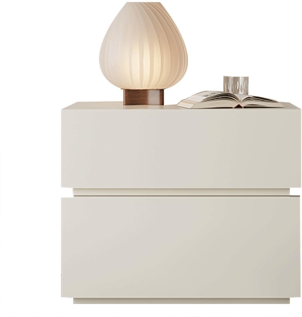 Modern White Bedside Table - Minimalist Nightstand with 2 Drawers, Versatile Side Table for Living Room, Bedroom, and Multi-Scenario Use - 40cm