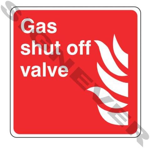 SIGN EVER Gas Shut Off Valve Fire Exit Sign Stickers For Factory Office Bank Hospital Shopping Mall Restaurant Hotels Shop Signage Stickers L x H 22 Cm x 20 Cm Pack Of 1