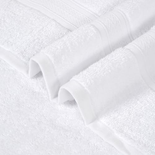 Image of Arvind 100% Cotton Towels for Bath | Towels for Bath Large Size | 500 GSM Bath Towel - Soft & Absorbent | 2 Piece Bath Towel for Men /Women | Urban Comfort | 70 cm x 140 cm - Dark Blue & White