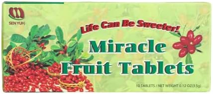 Sen Yuh Miracle Fruit Tablets, Miracle Berry Change Taste Buds Sour into Sweet, All Natural Sugar Alternative, 10 Count