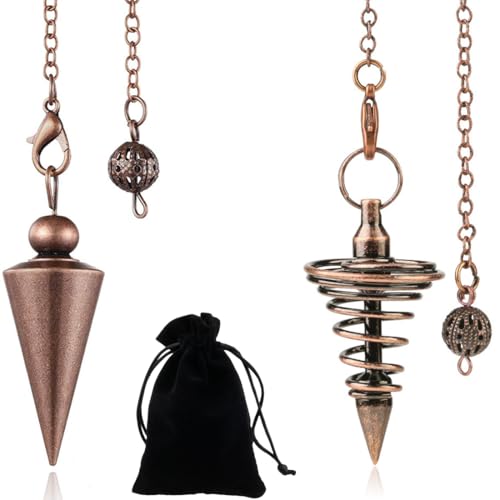 XYTAHDM Lot de 2 pendules de détection de rayonnement en métal pour divination, chakra, pour la guérison, la thérapie énergétique, l'exorcisme