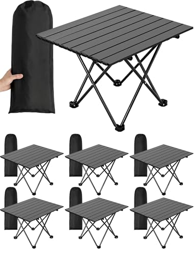 Nuenen 6 Pcs Portable Camping Table Bulk 22 x 17 x 16 Inch Compact Camping Folding Table with Carry Bag for Camp Essentials Hiking Picnic BBQ Cooking Beach Fishing Travel Outdoor Use
