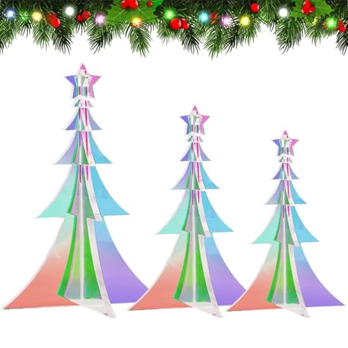 Albero di Natale con effetti prismatici, 3 pezzi acrilici 3D...