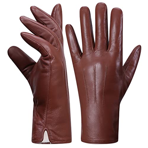 Harssidanzar Lederhandschuhe Damen,Winter Warmes Kaschmirfut