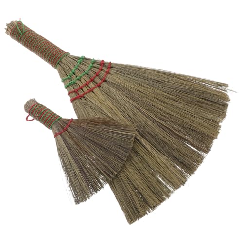 PENIKOKO 2 Piezas Escoba de Mano de Paja Natural Vietnamita Barrido Suave con Fibras de Pasto para Limpieza Interior y Exterior para Muebles Coche y Cocina