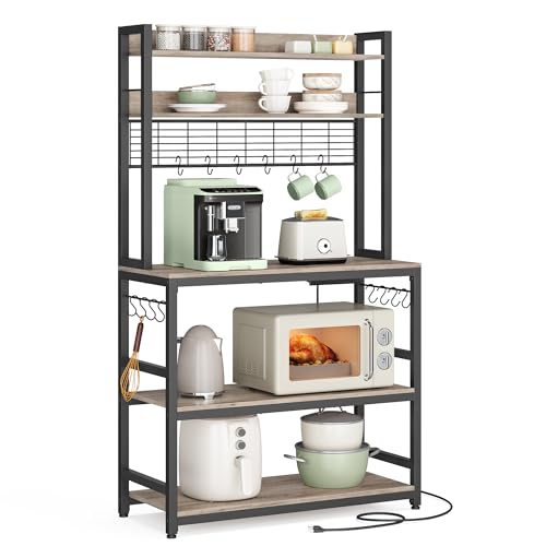 VASAGLE Présentoir boulangerie prise électrique, gris noir 80W cm