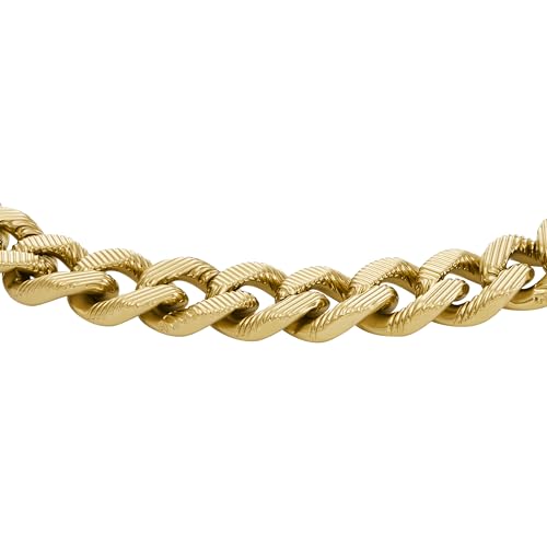 Image of Fossil Men's Plated Stainless Steel Engravable Personalized Gift ID, Chain or Cuff Bracelet for Men
