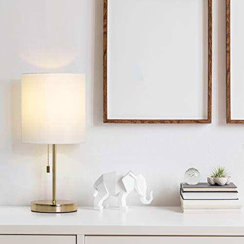 Table Lamp, Gold Lamp, Modern Metal Desk Lamps with White Fabric Shade for Bedroom College Dorm Bookcase Bedside Nightstand Dressers