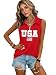 ELDPS USA Tank Tops Women 4th of July Sleeveless Patriotic T-Shirt American Flag Graphic Summer Tops with Zipper