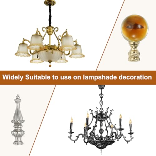 Image of PATIKIL 2pcs 1 /4-27 Lamp Finial Cap Knob, Brushed Lamp Shade Top Harp Top, Silver Tone
