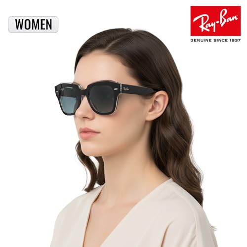 Image of Ray-Ban RB2186 STATE STREET Square Shaped Sunglasses for Women with Official RAYBAN Eyewear Kit
