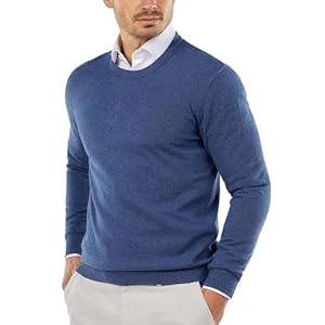 COOFANDY Men’s Crew Neck Jumper Knitted Pullover Men Soft Sweater Lightweight Classic Jumpers Long Sleeve