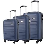 TORTUE Maletas ABS, Maletas Grandes - Maletas de Cabina 55 cm, Maletas Medianas 68 cm, Maletas Grandes 76 cm - Bolsa de Viaje con Ruedas (Azul)