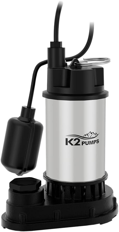 PROFESSIONAL GRADE 1/3 HP Stainless Steel and Cast Iron Sump Pump with Piggyback Tethered Switch