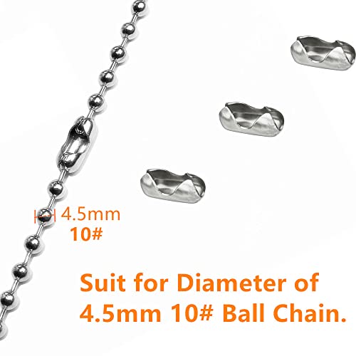 20pcs 10# (4.5mm) Blinds Pull Cord Connector Stainless Steel Ball Chain Connector Clasps Fit for Beaded Ball Chain Silver Tone
