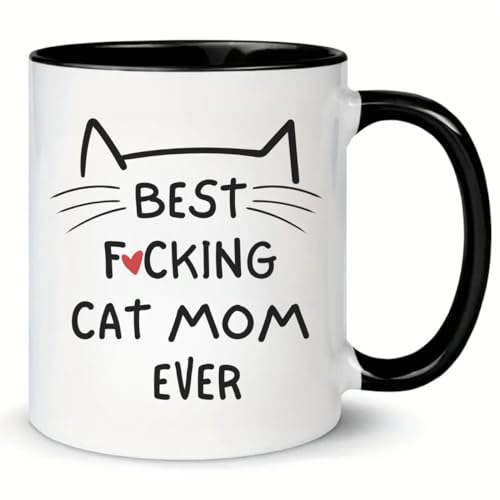 MissDaisy -Cat Mom Gifts for Women - Tazza da caffè Crazy Cat Lady regalo per amanti dei gatti, mamma, figlia, sorella, zia, moglie, migliori amici, BFF, colleghi, lei - Best Cat Mom Ever