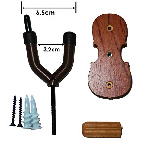 Moreyes Violin Hanger Wall Mount - Wood Bow Hanger with One Violin Keychain Packed (Rosewood color) - Thumbnail 5