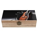 Caja de almacenamiento de madera para guitarra de instrumentos musicales, cajas de almacenamiento elegantes y retro, exquisita caja de madera duradera para escritorio del hogar y oficina, decoración