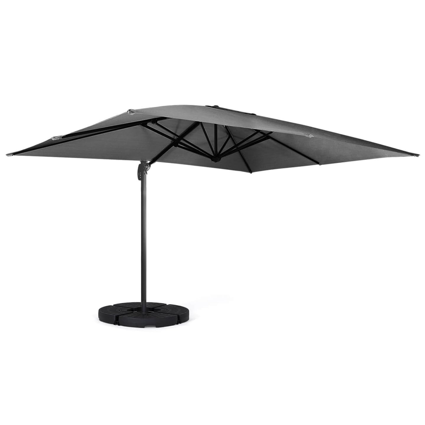 IDMarket - Parasol déporté inclinable rotatif 360 CALVI gris 3x3 M