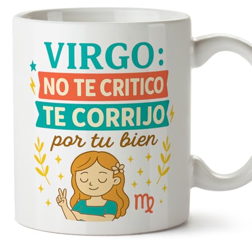 MUGFFINS Caneca horóscopo virgem graciosa com frase - Virgem - Não critico te corrijo para o seu bem em espanhol presente virgem divertido para oferecer signo do zodíaco | Zodíaco Humor v1