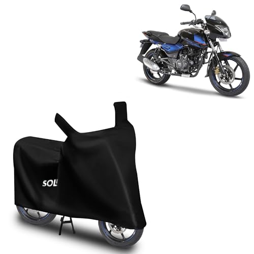 Amazon Brand - Solimo Bike Cover for Bajaj Pulsar with Carry Bag | Water Resistant | Dustproof | UV Protection (Black)
