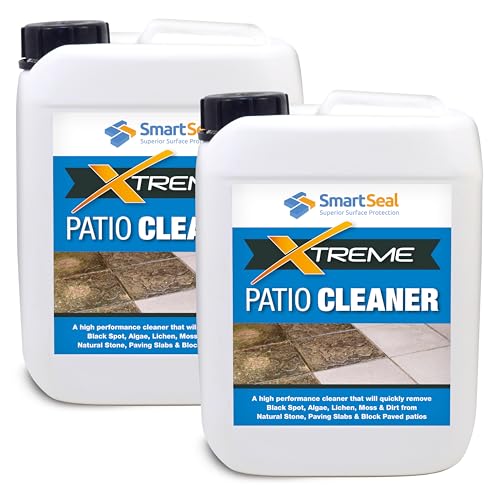 SmartSeal Patio Cleaner Xtreme - 2 x 5L - Powerful Black Spot Remover Patio Cleaner & Rapid Mould Lichen and Algae Remover for Cleaning Stone Paving, Concrete, Sandstone, Porcelain, Slate & Granite