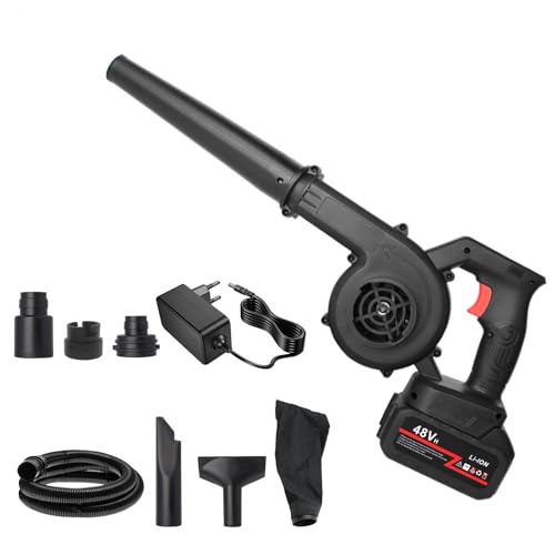 LPQKCcY Soplador de Hojas, 2 en 1 Soplador Aspiradora de Aire Potente Sopladora Bateria de Ligero Electrico Leaf Blower para el Cuidado del Césped, Pelo de Mascota, Polvo del Coche y el Hogar