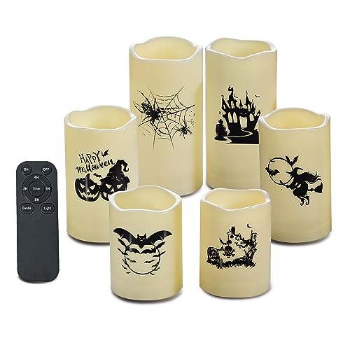 Image of Halloween Outdoor Battery Operated Flameless LED Candles Remote Timer 6 PCS