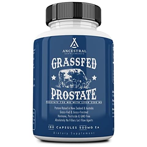 Ancestral Supplements Grass Fed Beef Prostate Supplements for Men with Liver, 3000mg, Prostate Health Support Promotes Men's Health, Non-GMO, 180 Capsules Cover