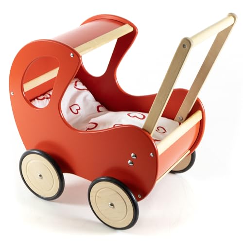 Preisvergleich Produktbild HolzFee Lauflernwagen Puppenwagen Holz Farbauswahl (Rot)